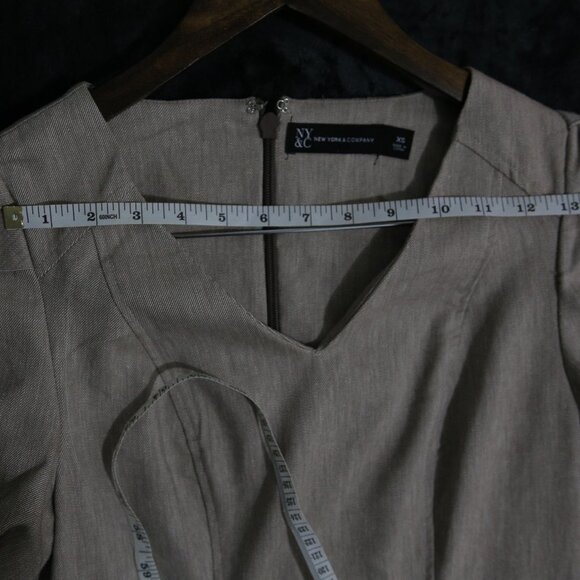 Tan Beige Light Brown A-line retro puffed sleeve dress, pre-owned,worn once - Picture 9 of 10